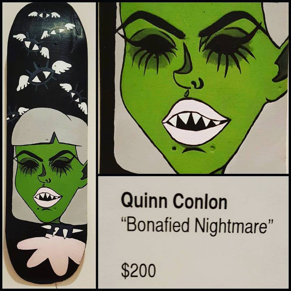 Quinn Conlon "Bonafied Nightmare" original art skateboard deck - One Revolver Surfboards