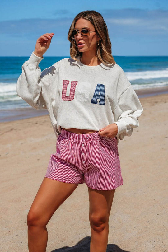 Red and White Gingham Print Boxer Shorts - FINAL SALE - One Revolver Surfboards