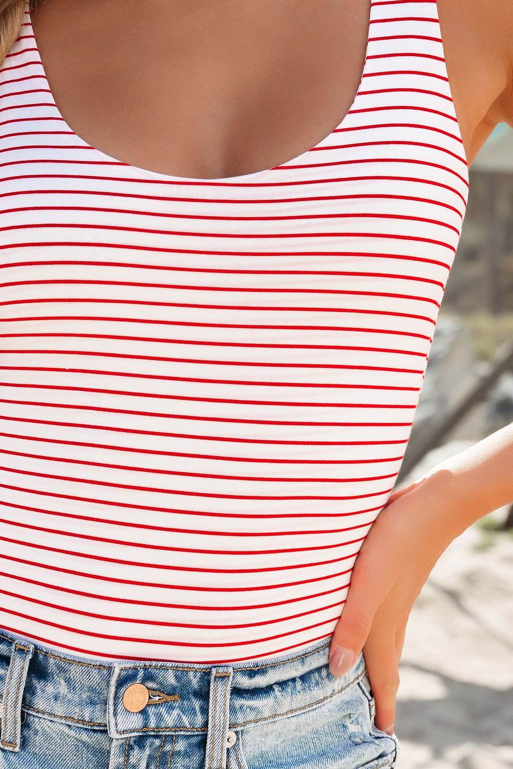 Red and White Striped Double Lined Tank Top - FINAL SALE - One Revolver Surfboards