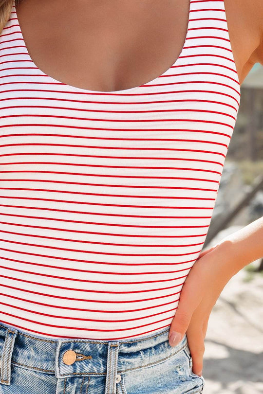 Red and White Striped Double Lined Tank Top - FINAL SALE - One Revolver Surfboards