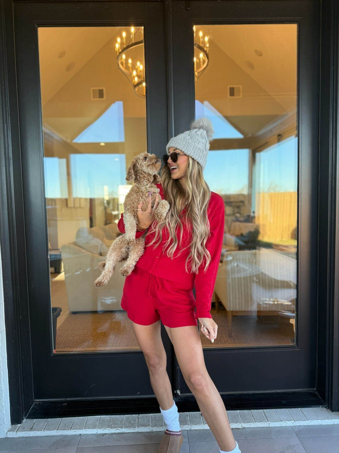 Red Heart Shaped Pointelle Drawstring Shorts - FINAL SALE - One Revolver Surfboards