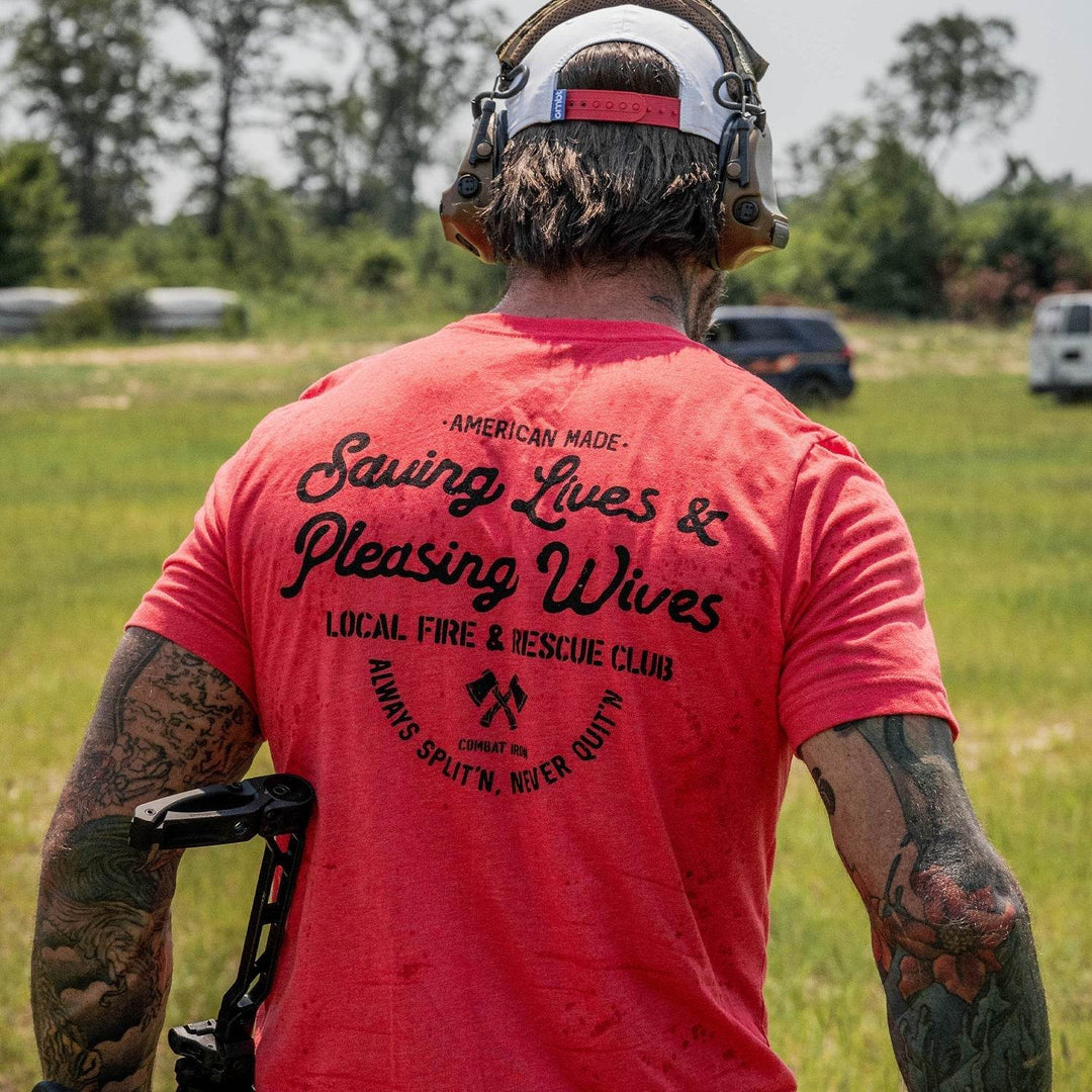 Saving Lives & Pleasing Wives Fire & Rescue Club Men's T-Shirt - One Revolver Surfboards