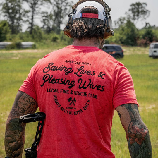 Saving Lives & Pleasing Wives Fire & Rescue Club Men's T-Shirt - One Revolver Surfboards