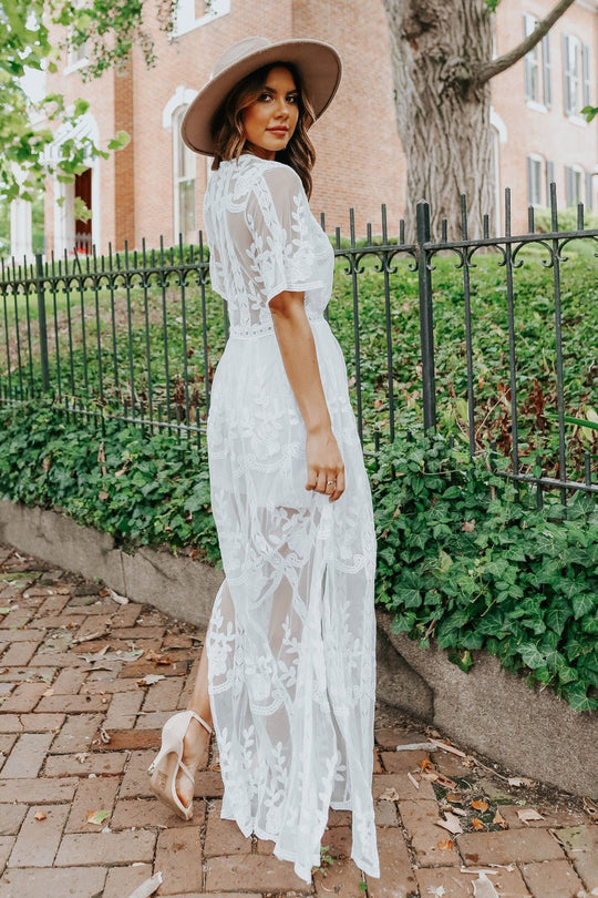 Reign White Lace Romper Maxi - DOORBUSTER