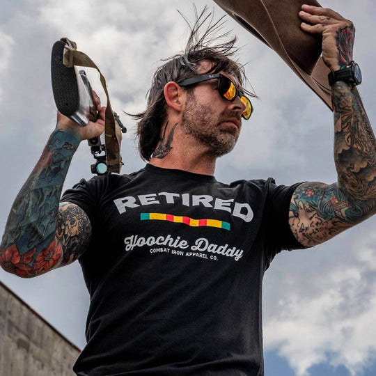 Retired Hoochie Daddy Veteran Ribbons Men's T-Shirt - GRAPHIC T-SHIRT - One Revolver Surfboards