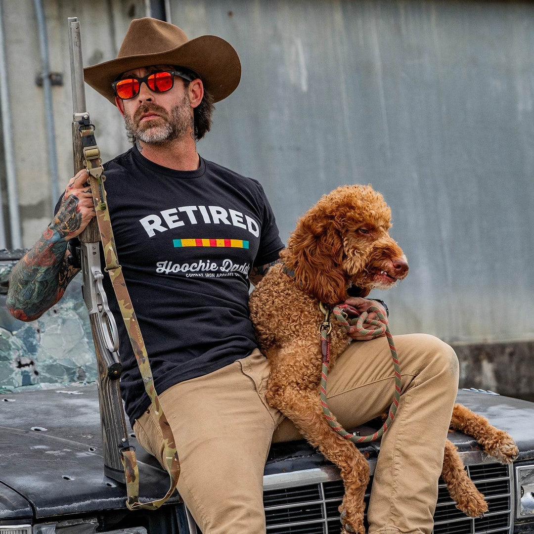 Retired Hoochie Daddy Veteran Ribbons Men's T-Shirt - GRAPHIC T-SHIRT - One Revolver Surfboards