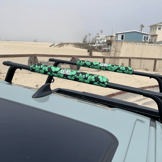 Aero Roof Rack Pad with 10' Scratch-Resistant Tie Downs(Flat Bars) - One Revolver Surfboards