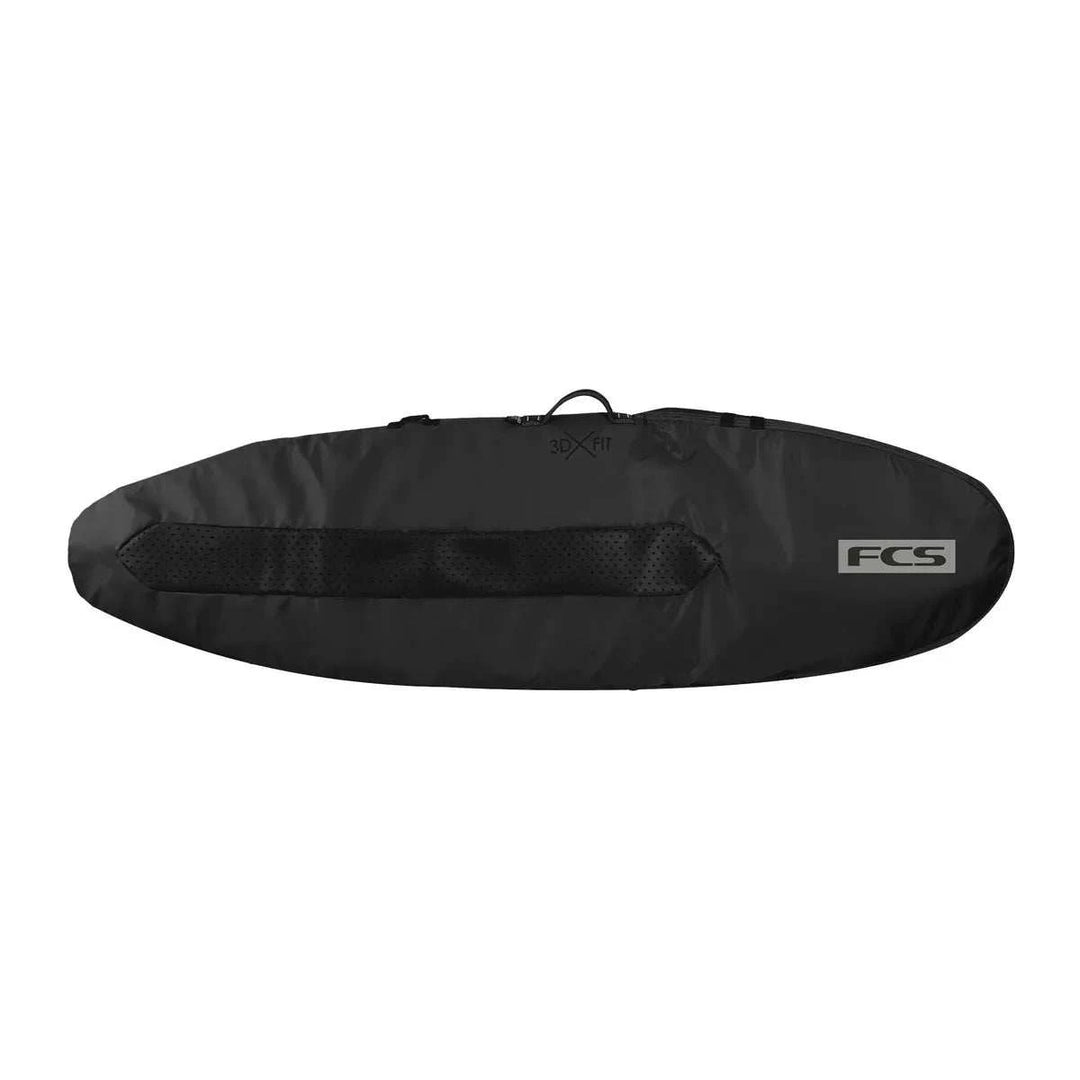 a black surfboard bag with a logo on it