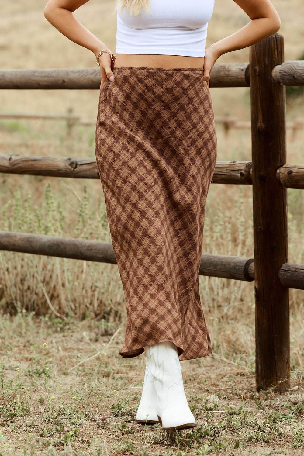 Saddle Ridge Brown Plaid Maxi Skirt - FINAL SALE - One Revolver Surfboards