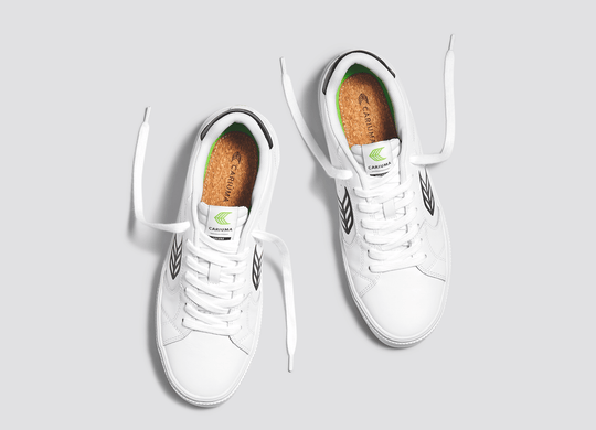 SALVAS Leather White Black Logo