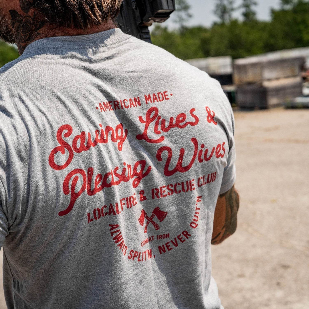 Saving Lives & Pleasing Wives Fire & Rescue Club Men's T-Shirt - One Revolver Surfboards