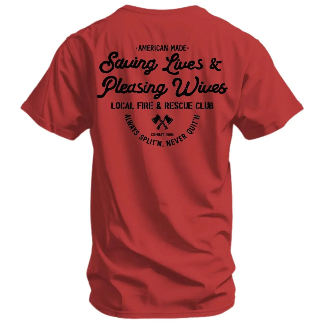 One Revolver Surfboards - Saving Lives & Pleasing Wives Fire & Rescue Club Men's T-Shirt GRAPHIC T-SHIRT