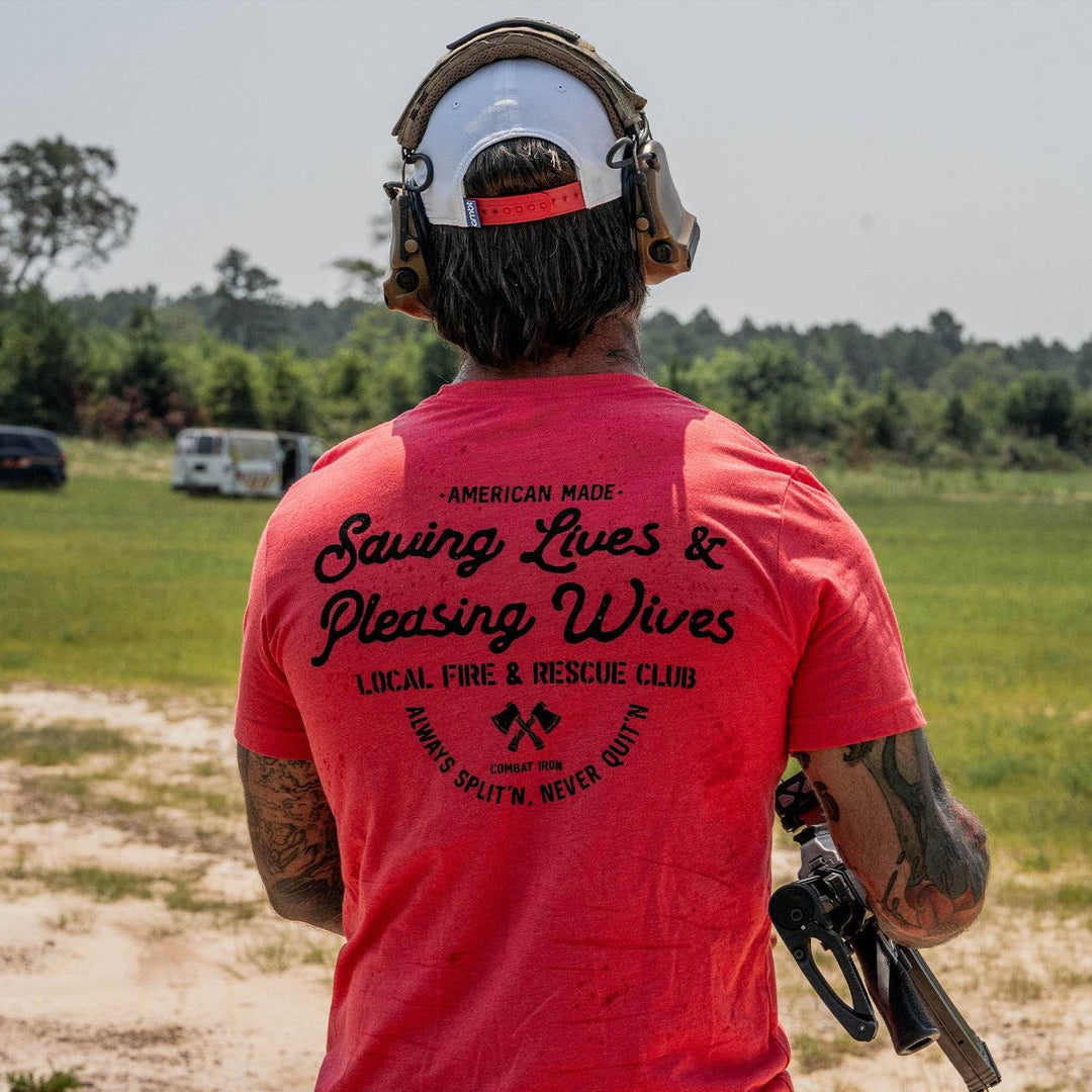Saving Lives & Pleasing Wives Fire & Rescue Club Men's T-Shirt - One Revolver Surfboards