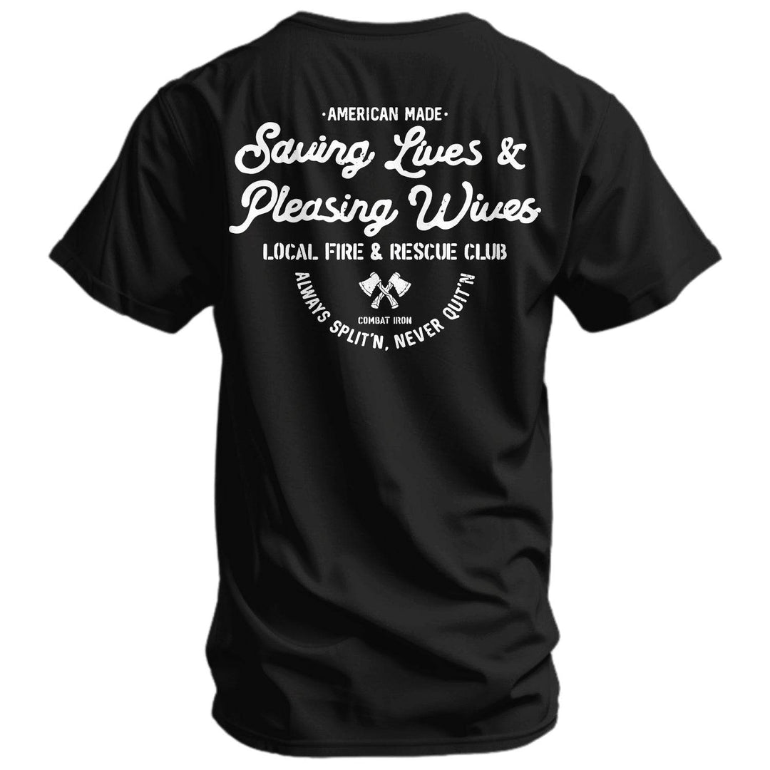 Saving Lives & Pleasing Wives Fire & Rescue Club Men's T-Shirt - One Revolver Surfboards