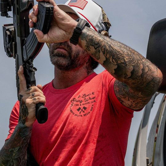 Saving Lives & Pleasing Wives Fire & Rescue Club Men's T-Shirt - One Revolver Surfboards
