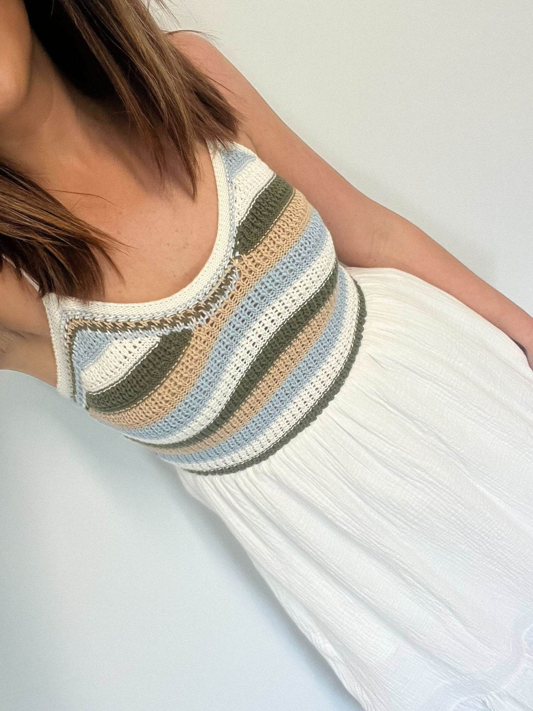 Seaside Striped Crochet Midi Dress - Ivory - FINAL SALE - One Revolver Surfboards