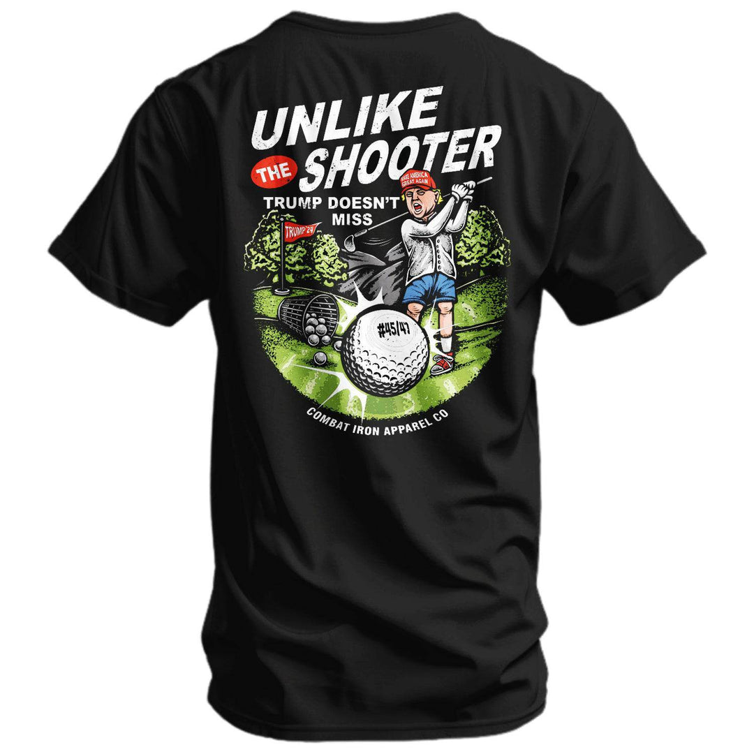 Unlike The Shooter Trump Doesn't Miss Golf Edition Men's T-Shirt - One Revolver Surfboards