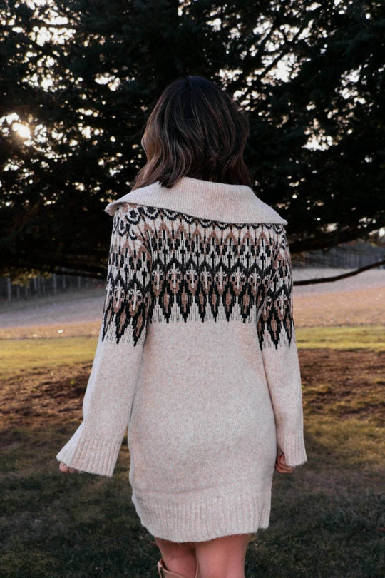 Steve Madden Essa Cream Print Sweater Dress - FINAL SALE - One Revolver Surfboards