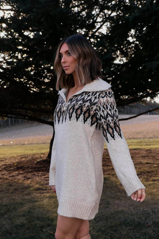 Steve Madden Essa Cream Print Sweater Dress - FINAL SALE - One Revolver Surfboards