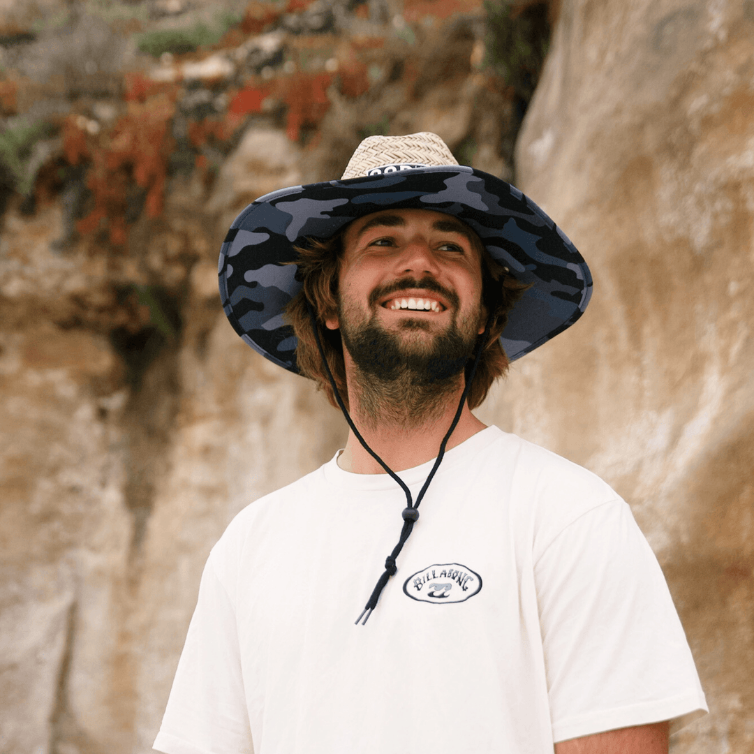 Mens Straw Beach Hat - Blue Camouflage - One Revolver Surfboards