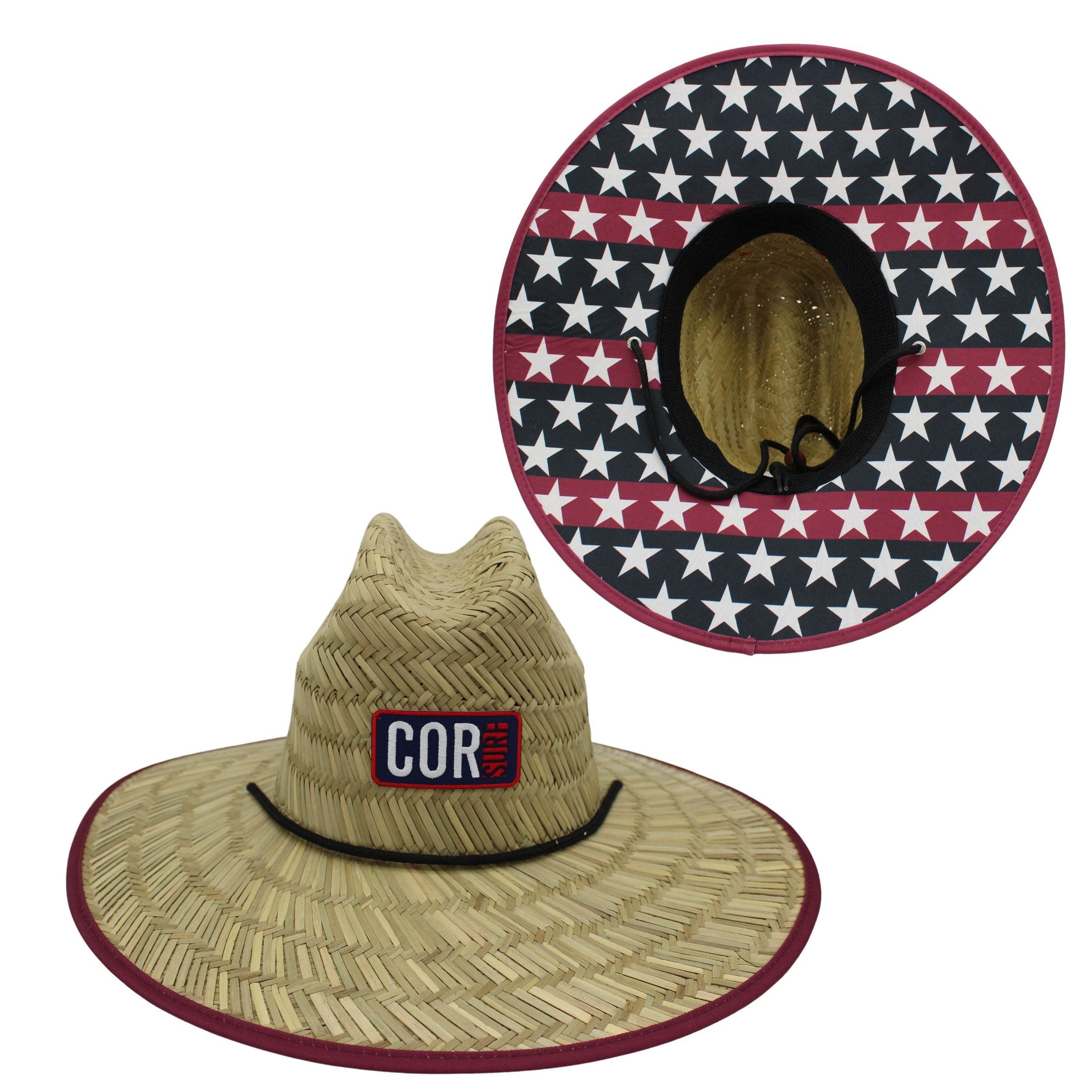 Straw Lifeguard Sun Hats for Adults - Patriotic - One Revolver Surfboards