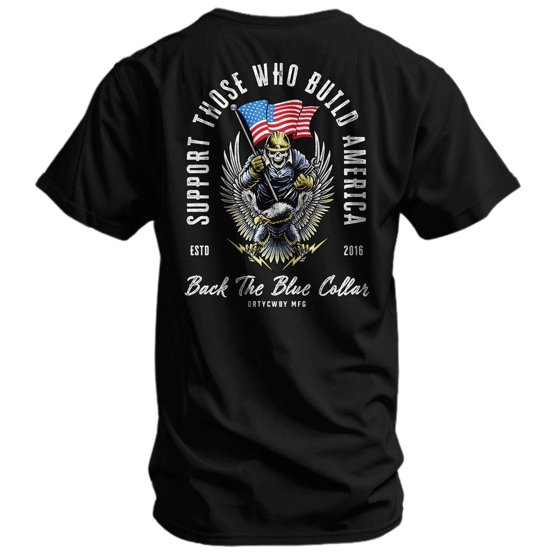 Support Those Who Build America. Back The Blue Collar Men's T-Shirt - One Revolver Surfboards