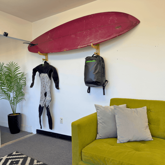 Bamboo SUP Wall Mount with Paddle Rack - Surf Racks - One Revolver Surfboards