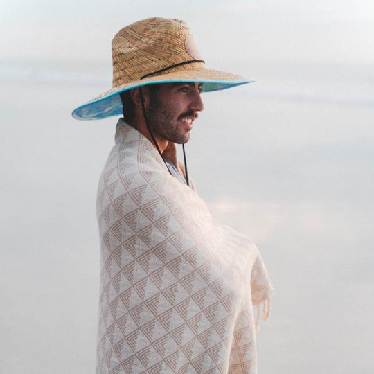 Organic Throw Blanket - Tan & Beige - One Revolver Surfboards