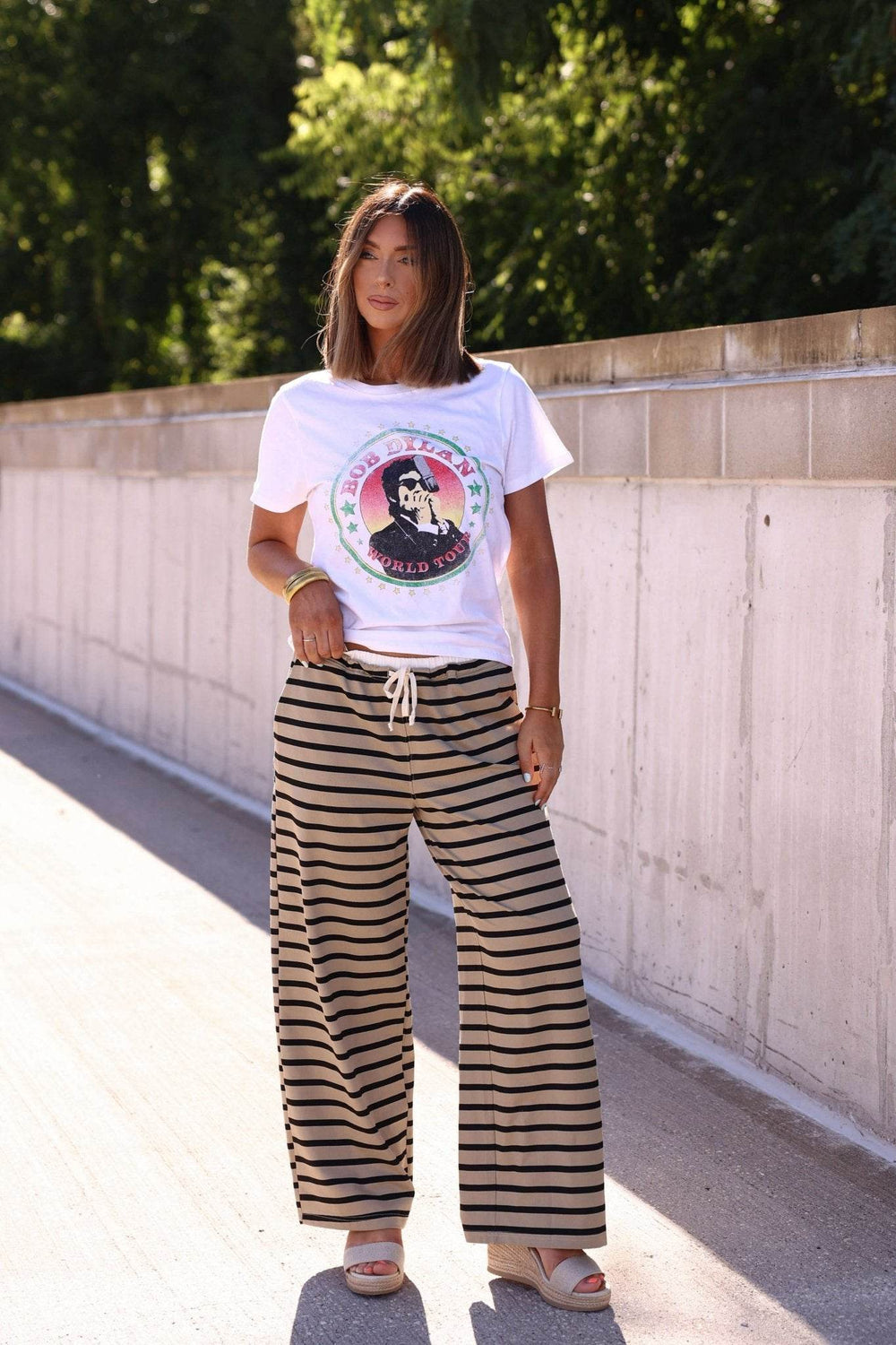 Taupe and Black Striped Drawstring Pants - FINAL SALE - One Revolver Surfboards