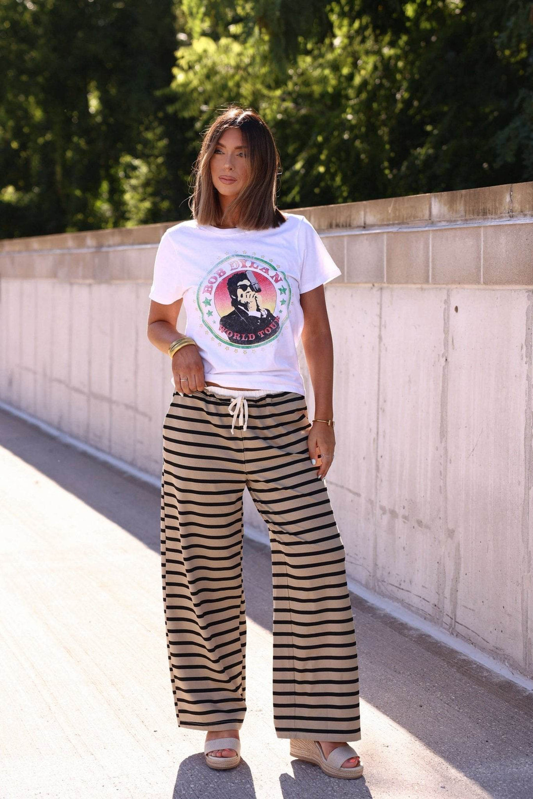 Taupe and Black Striped Drawstring Pants - FINAL SALE - One Revolver Surfboards