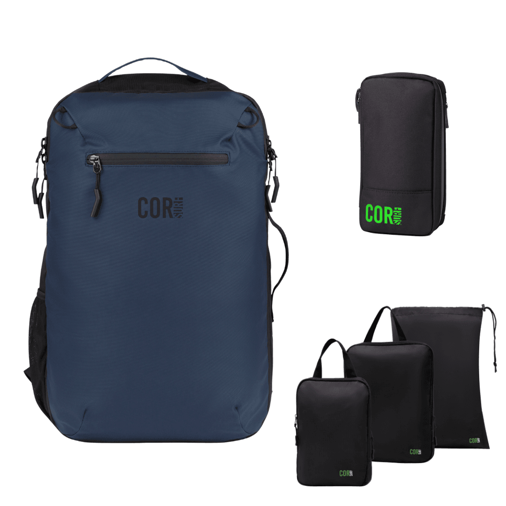 Island Hopper Travel Bundle - Backpack + Toiletry Bag + Compression Packing Cubes with YKK - Backpacks - One Revolver Surfboards