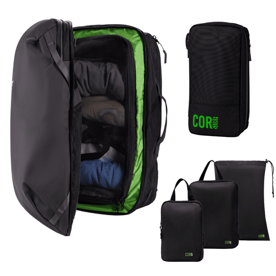 Island Hopper Travel Bundle - Backpack + Toiletry Bag + Compression Packing Cubes with YKK - One Revolver Surfboards