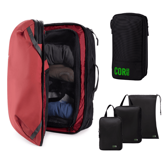 Island Hopper Travel Bundle - Backpack + Toiletry Bag + Compression Packing Cubes with YKK - One Revolver Surfboards