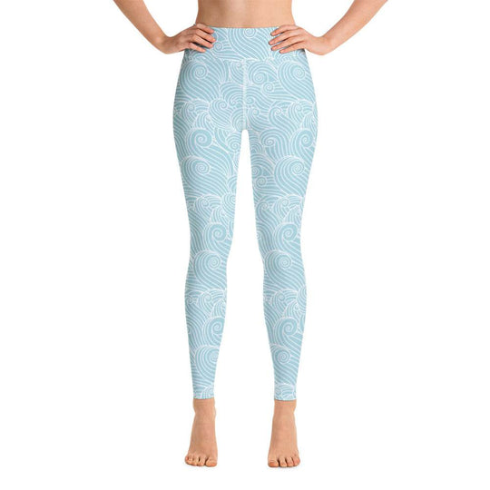 Women's Blue Ocean Swirl Yoga Leggings - Activewear - One Revolver Surfboards