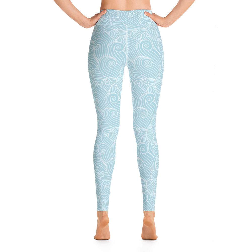 Women's Blue Ocean Swirl Yoga Leggings - Activewear - One Revolver Surfboards