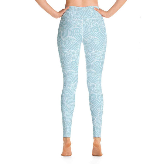 Women's Blue Ocean Swirl Yoga Leggings - Activewear - One Revolver Surfboards