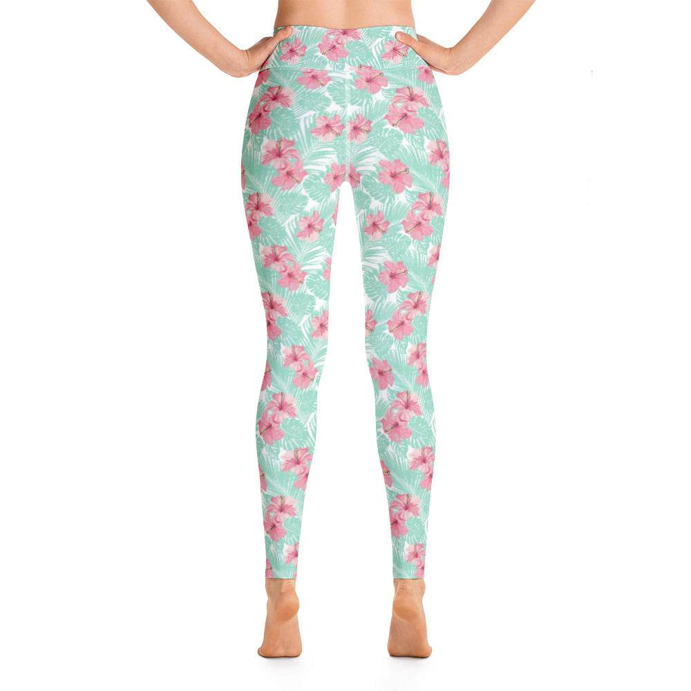 Women's Tropical Island Floral Yoga Leggings - One Revolver Surfboards