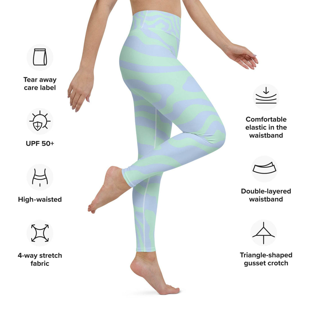 Women's Tropical Print Retro Kelp Yoga Leggings - Activewear - One Revolver Surfboards