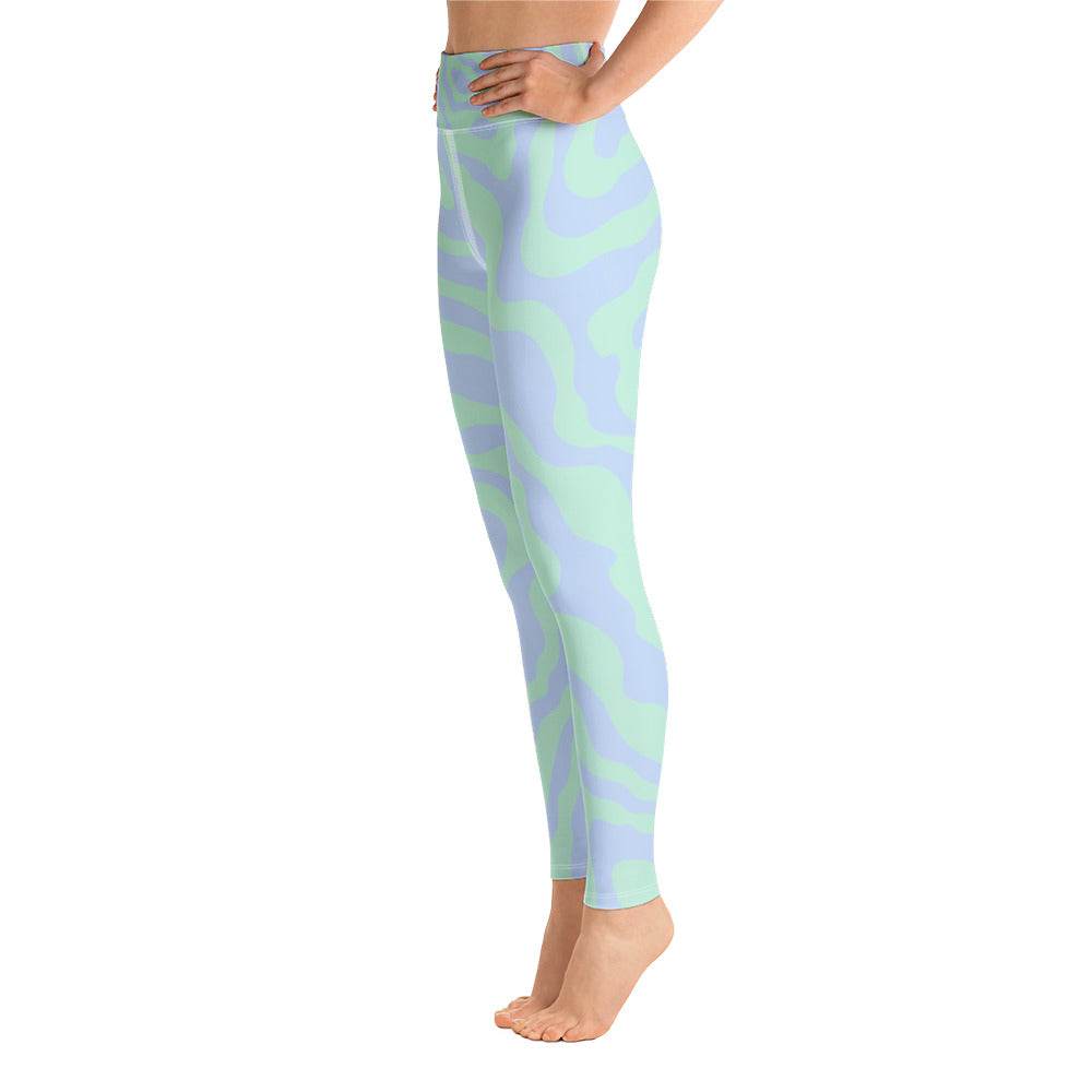 Women's Tropical Print Retro Kelp Yoga Leggings - Activewear - One Revolver Surfboards