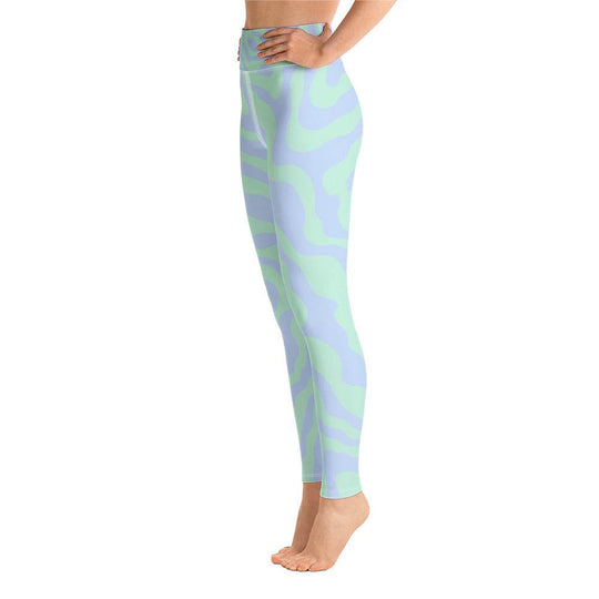 Women's Tropical Print Retro Kelp Yoga Leggings - Activewear - One Revolver Surfboards