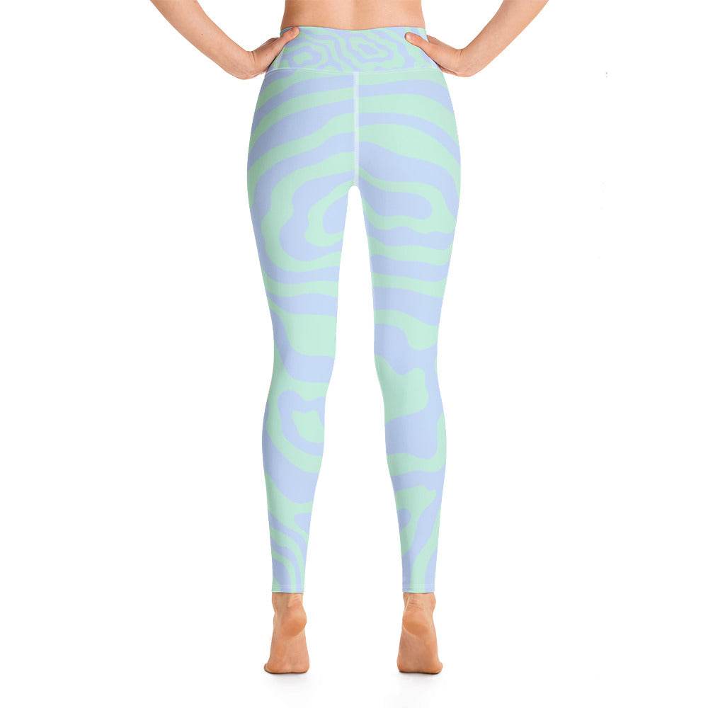 Women's Tropical Print Retro Kelp Yoga Leggings - Activewear - One Revolver Surfboards
