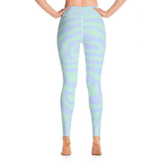 Women's Tropical Print Retro Kelp Yoga Leggings - Activewear - One Revolver Surfboards