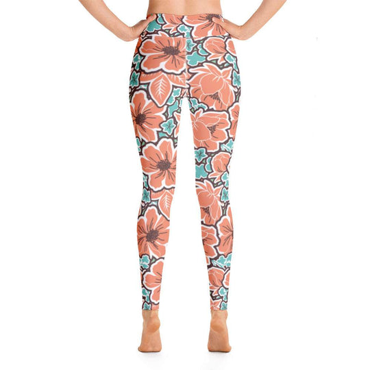 Women's Tropical Red Floral Yoga Leggings - One Revolver Surfboards