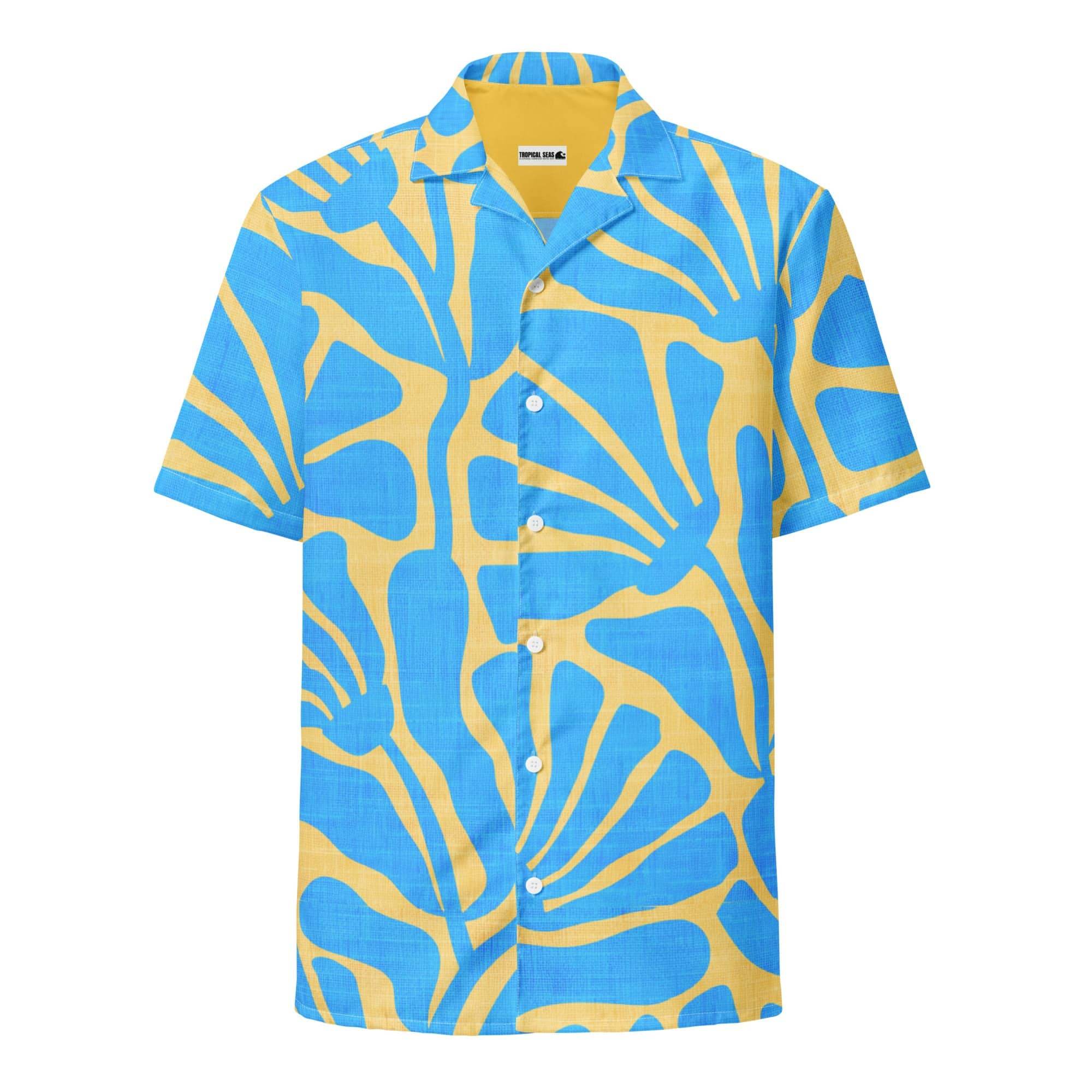 Men's Blue and Gold Ancient Floral Hawaiian Shirt - One Revolver Surfboards