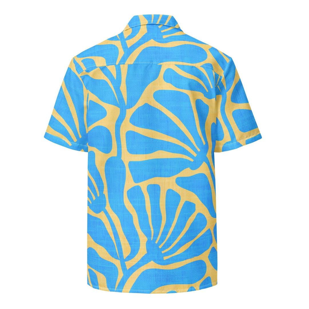 Men's Blue and Gold Ancient Floral Hawaiian Shirt - One Revolver Surfboards