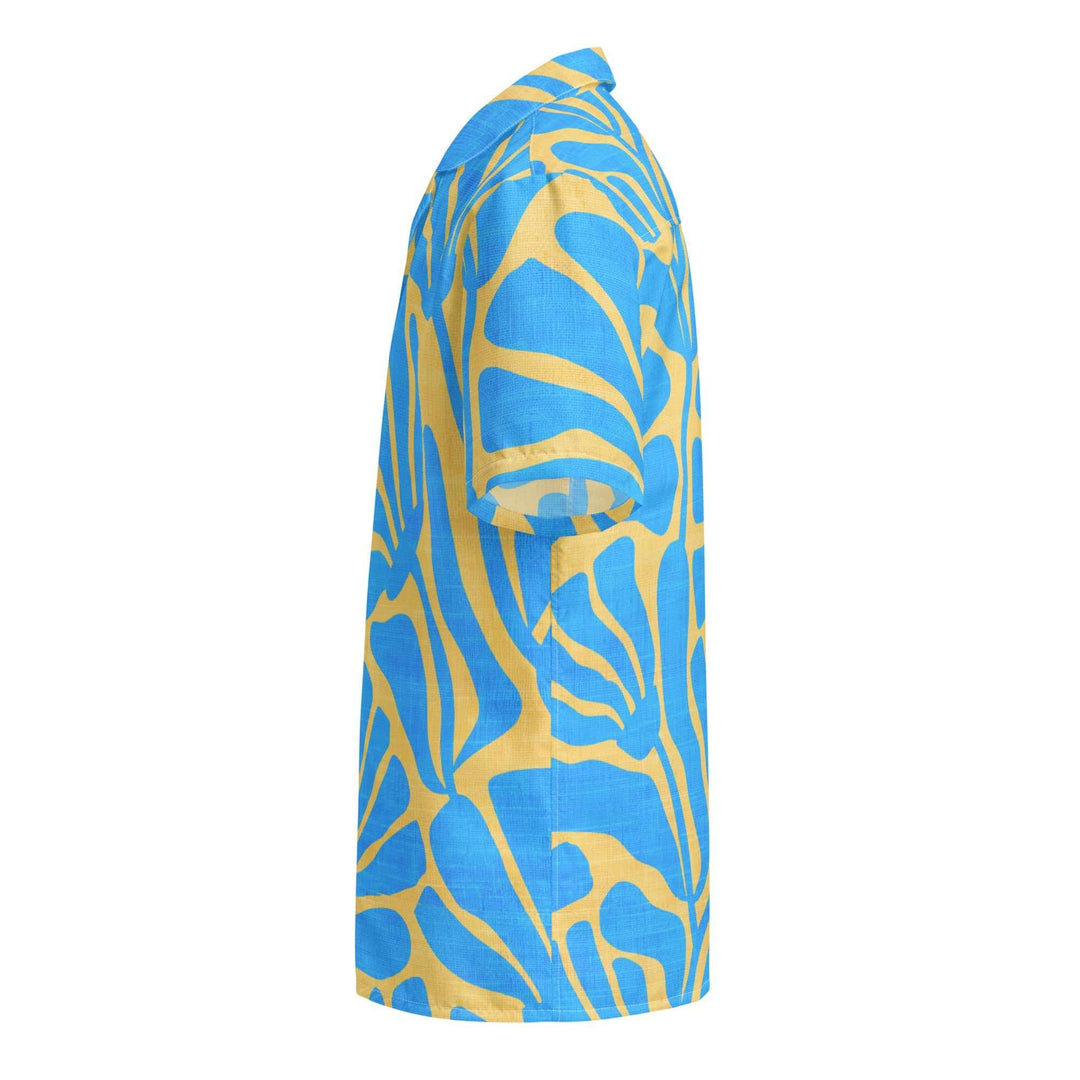 Men's Blue and Gold Ancient Floral Hawaiian Shirt - One Revolver Surfboards