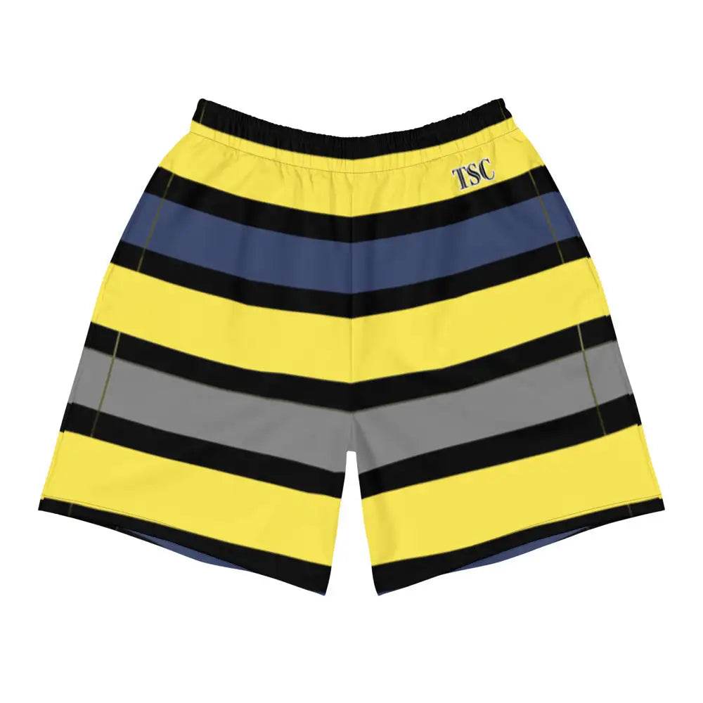 Men's Tropical Dark Blues/Yellow Long Shorts - One Revolver Surfboards