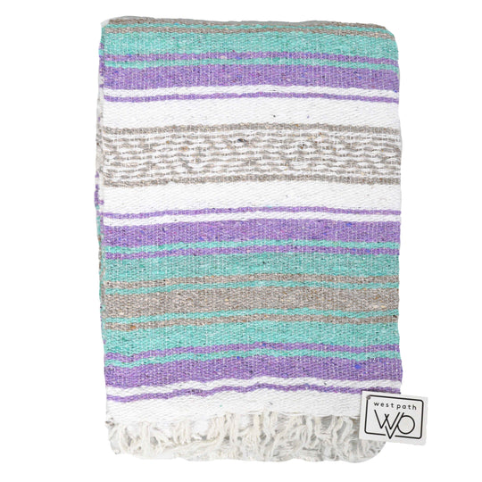 Seafoam Green & Pastel Purple Mexican Falsa Blanket - One Revolver Surfboards