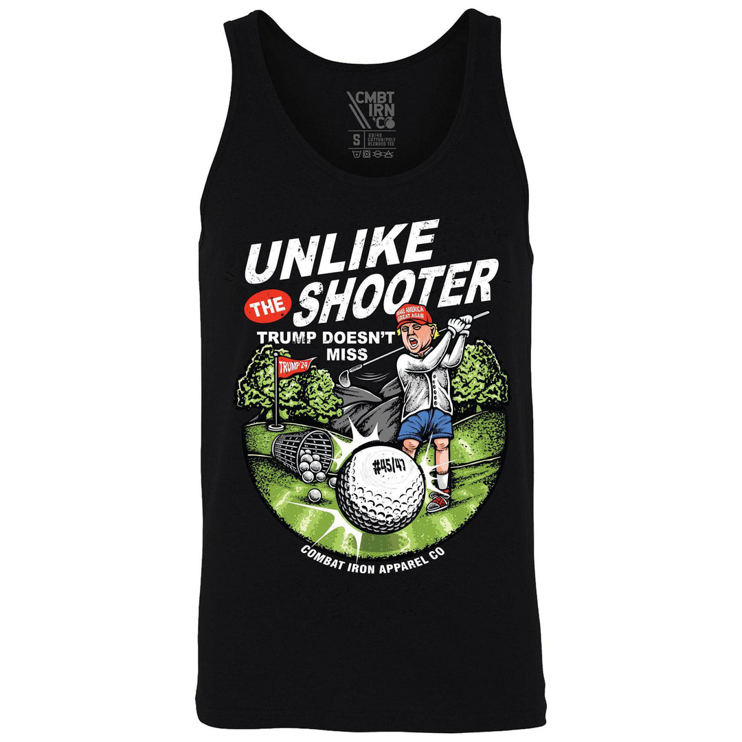 Unlike The Shooter Trump Doesn't Miss Golf Edition Men's Tank - MEN'S TANK TOP - One Revolver Surfboards