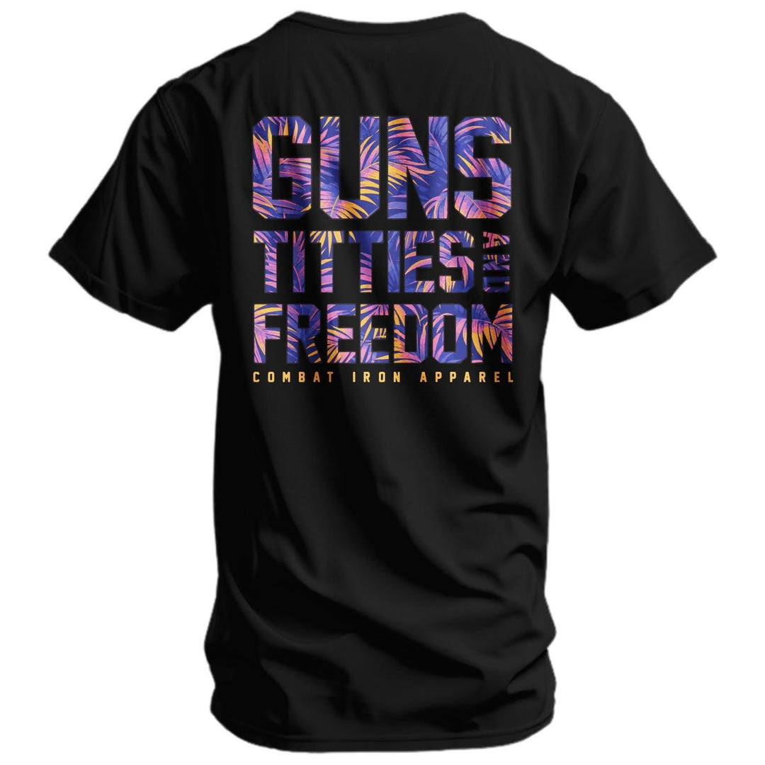 One Revolver Surfboards - Guns, Titties And Freedom Men's T-Shirt GRAPHIC T-SHIRT